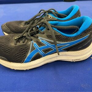 ASICS Black and Blue Athletic Shoes with Breathable Mesh
